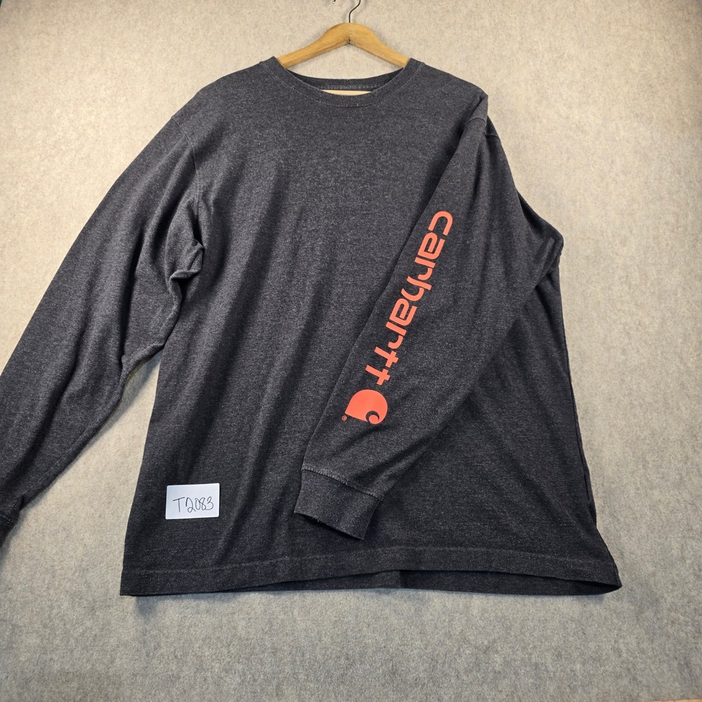 Carhartt‎ Mens Long Sleeve Graphic T-Shirt Charcoal Heather Grey Original Fit L
